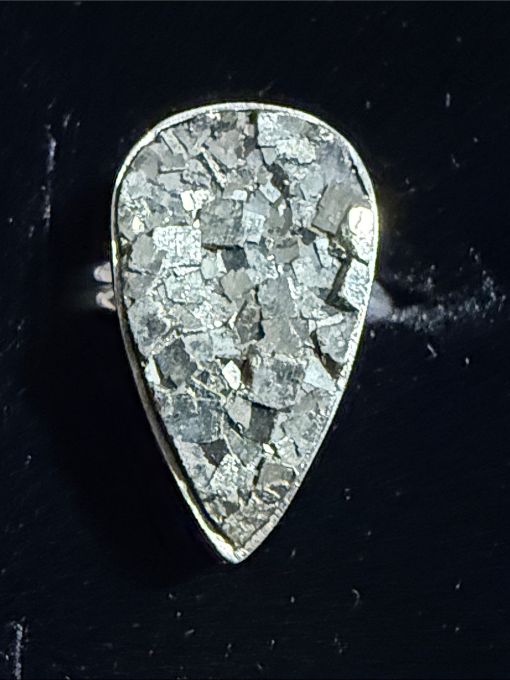 Raw Pyrite Teardrop Sterling Silver Ring 6